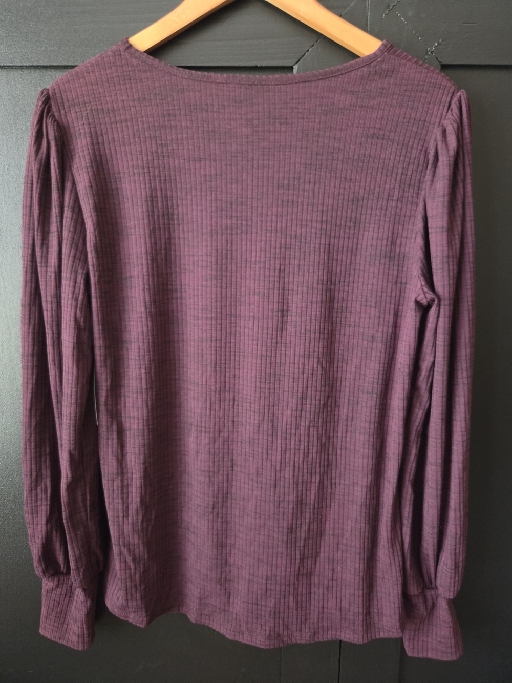 Apt. 9 Women's Ribbed Long-Sleeve Twist-Hem Top in Wine ~ Size L - Picture 6 of 8